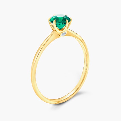 Pierścionek zaręczynowy The Journey: złoty, szmaragd